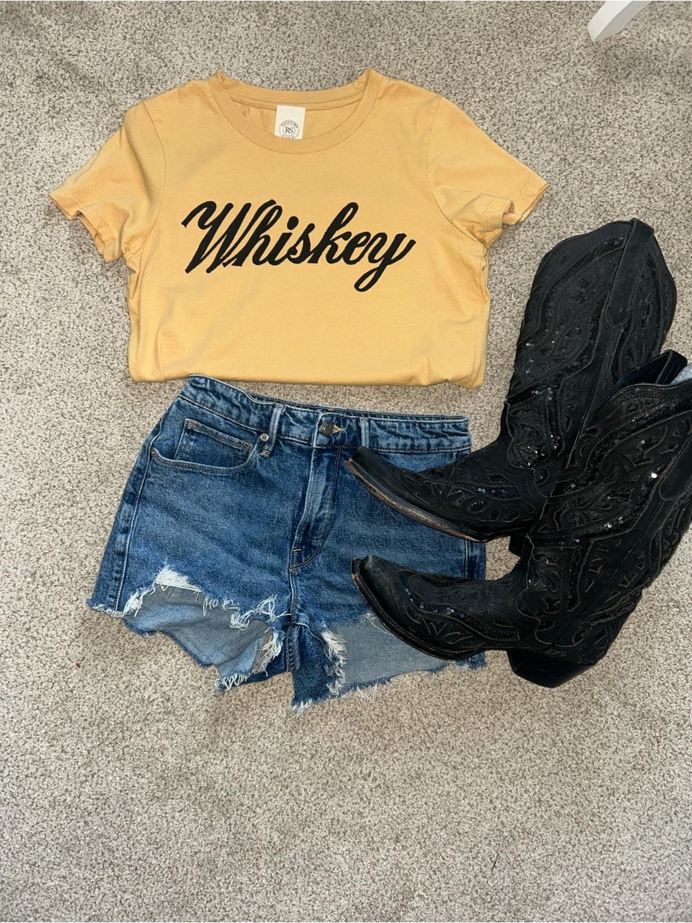 NEW Ragabond Studio for Free People Whiskey Yellow Tee Sz S